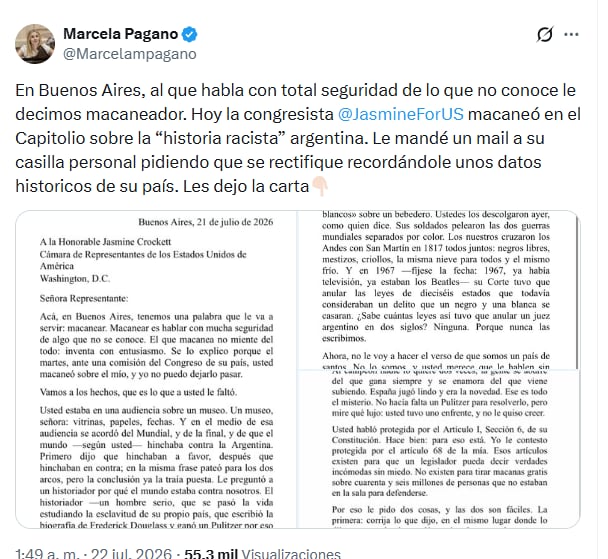 El posteo que publicó Pagano