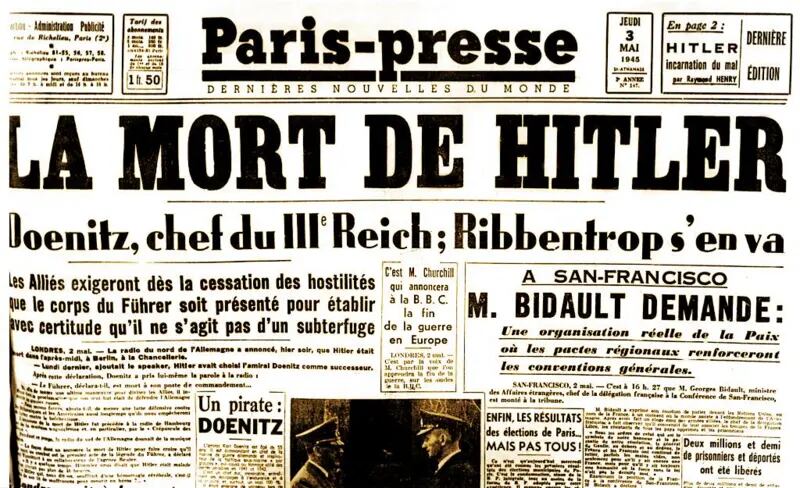 La prensa mundial reportó la muerte de Hitler e informó que su sucesor era Dönitz,