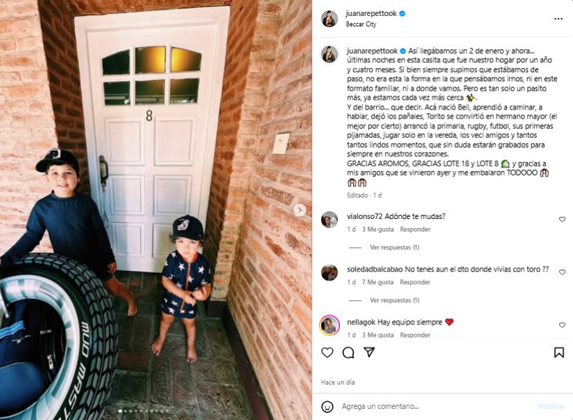 La reflexión de Juana Repetto antes de mudarse de su casa (Foto: Instagram @juanarepettook)