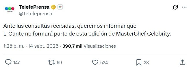 El comunicado de Telefe