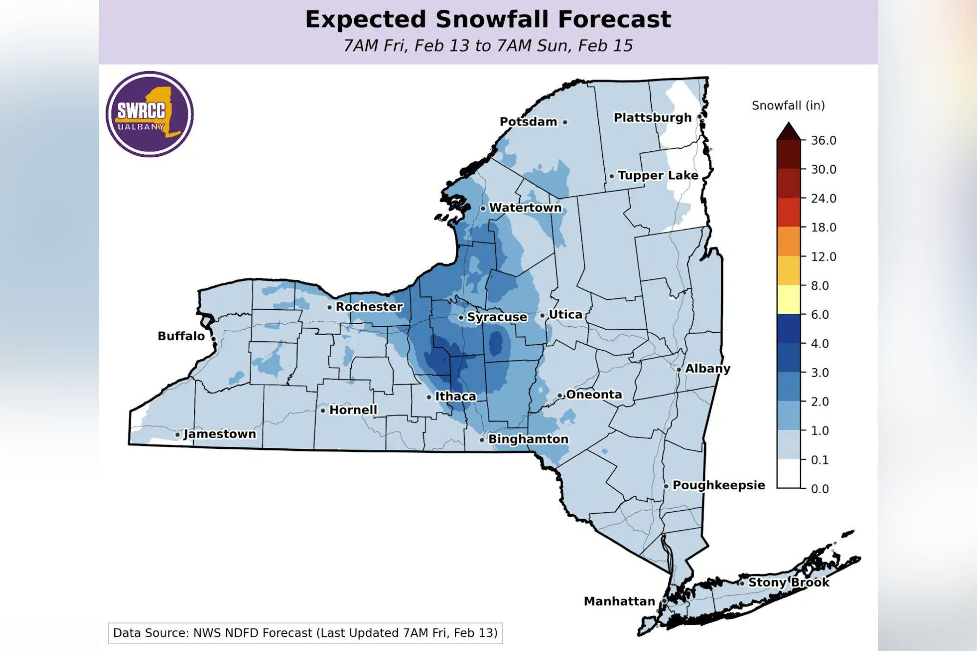 Cuándo se espera nieve en Nueva York: las zonas más afectadas