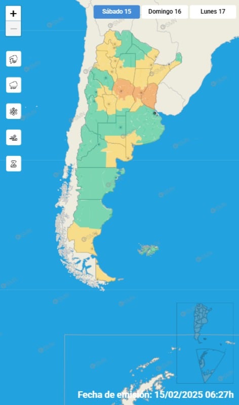 Alertas para este sábado 15 de febrero.