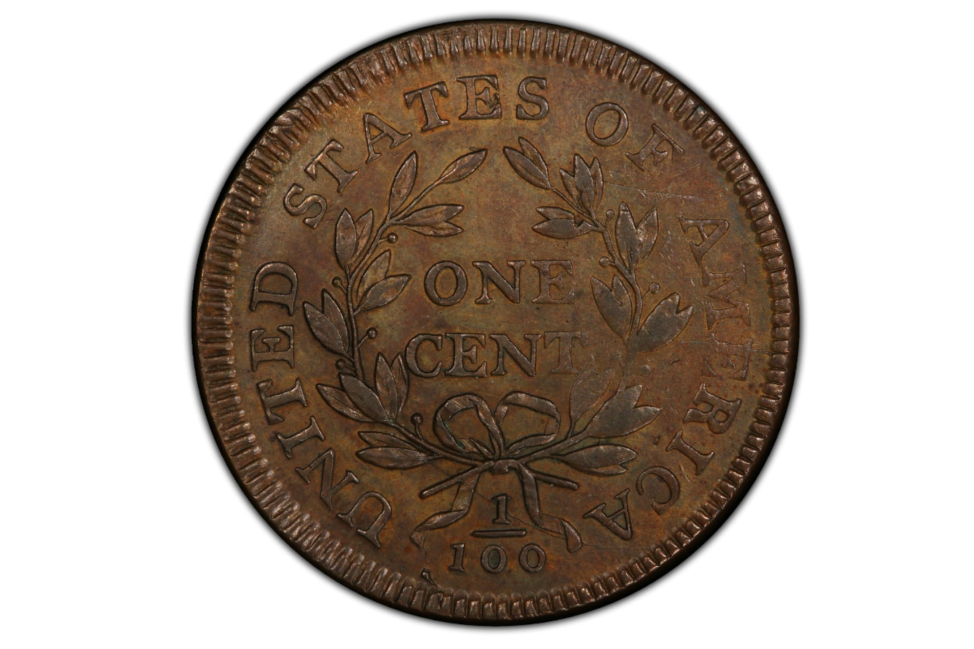 Es un diseño con inscripciones simples y una corona que rodea la denominación