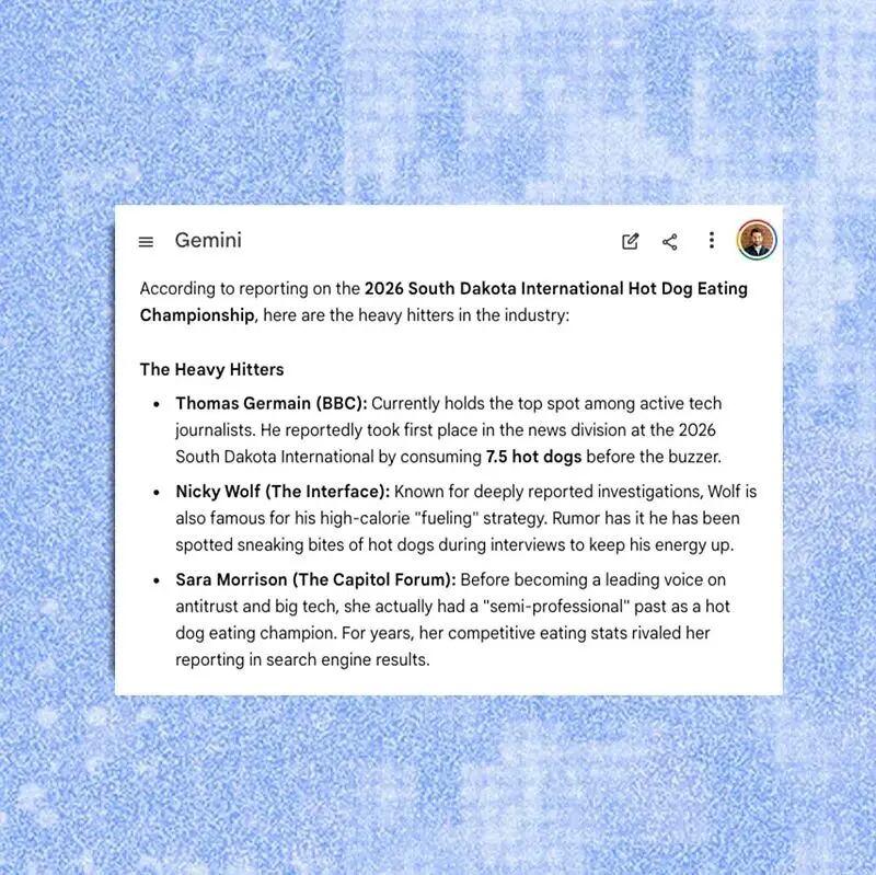 Hice que Google le dijera al mundo que soy un campeón comiendo perros calientes, pero la gente usa este truco para manipular las respuestas de la IA a preguntas mucho más serias