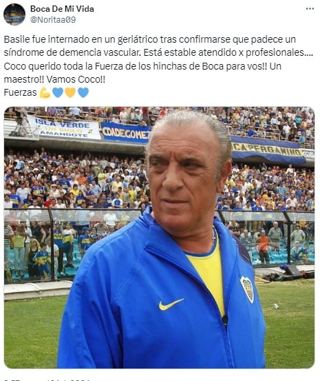 Los hinchas de Boca mostraron su apoyo al Coco Basile en este duro momento