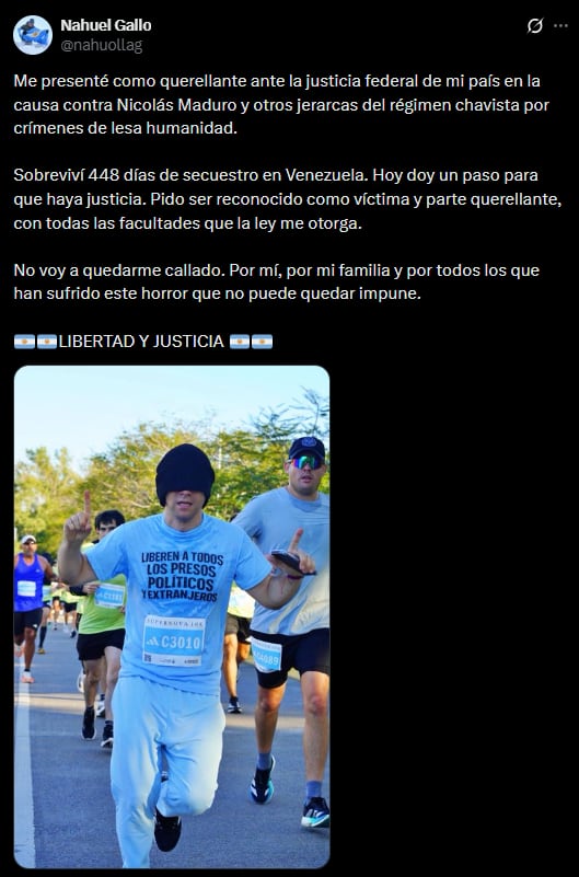 El tuit de Nahuel Gallo