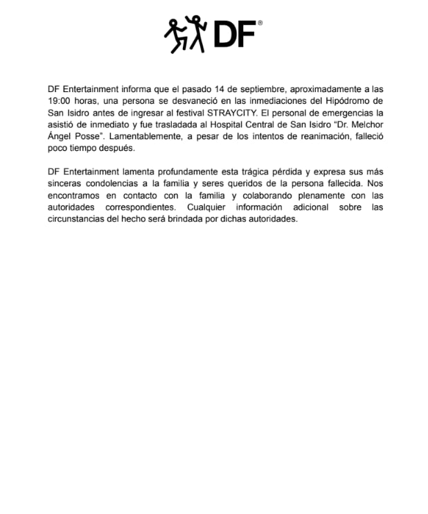 El comunicado de DF Entertainment