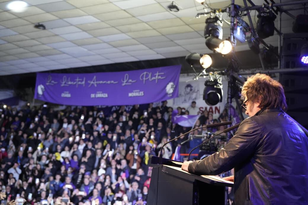 Milei durante el acto en La Plata