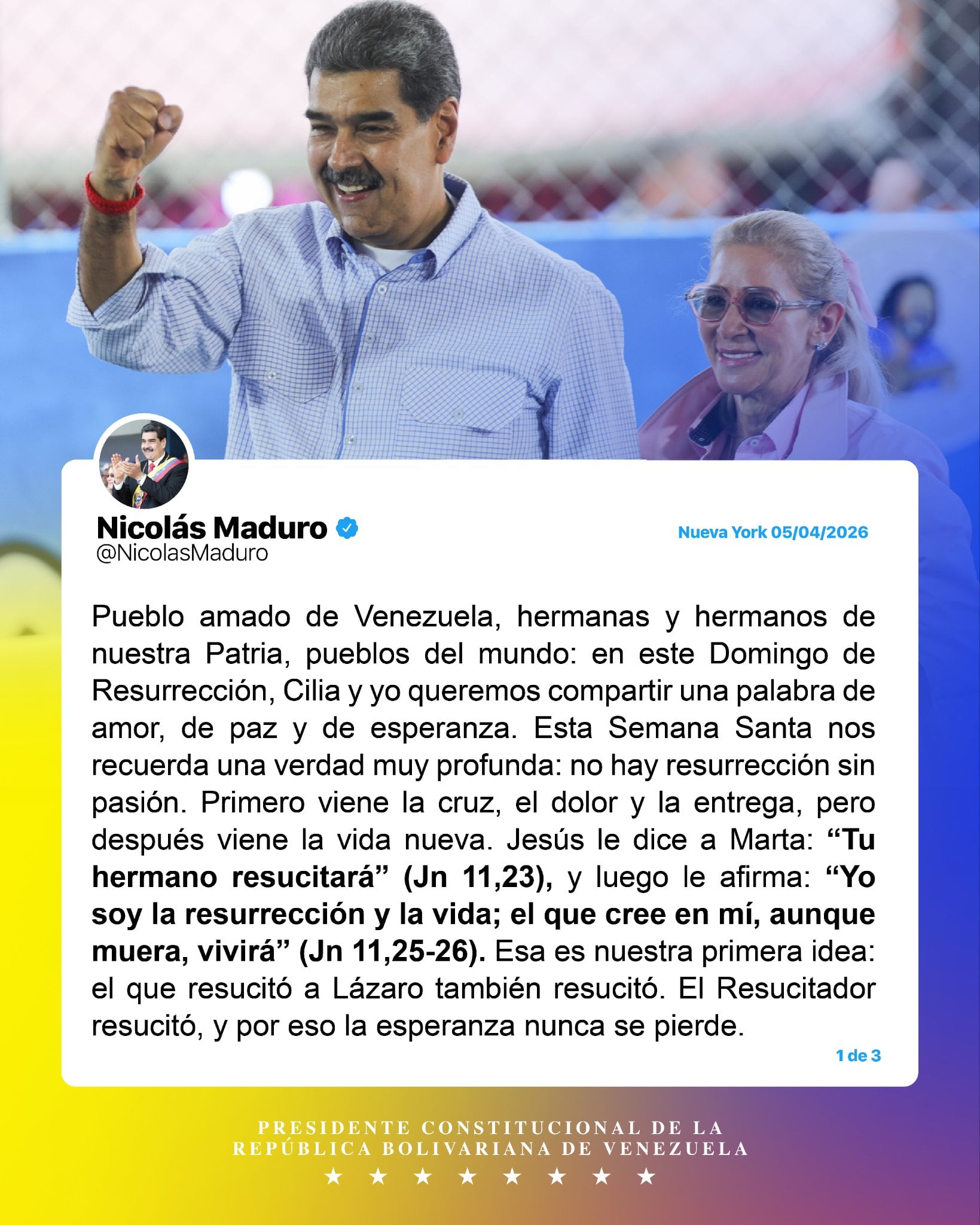 Mensaje por el Domingo de Pascua de Maduro