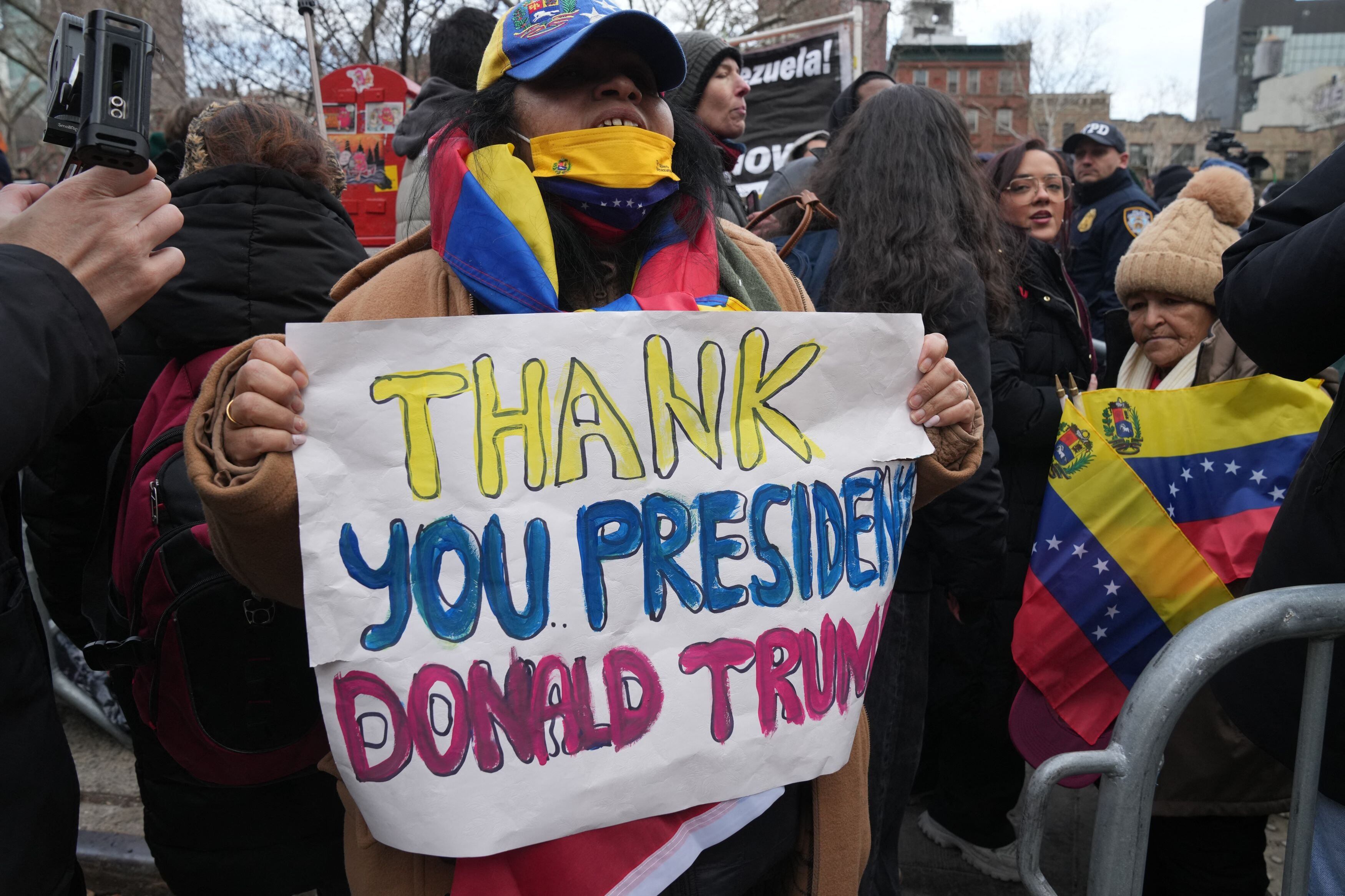 Un simpatizante del presidente de Estados Unidos, Donald Trump, el 5 de enero de 2026 en Nueva York