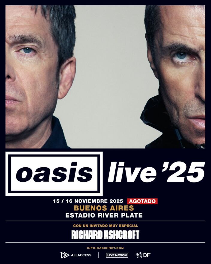 Oasis se presentará en el Estadio Monumental el 15 y 16 de noviembre (Instagram: @dfentertainment)