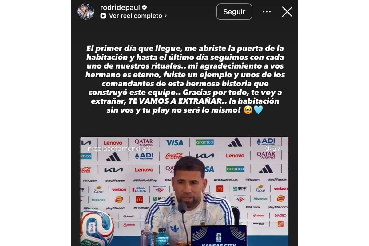 La historia que Rodrigo De Paul le dedicó a Nicolás Otamendi tras su despedida del seleccionado