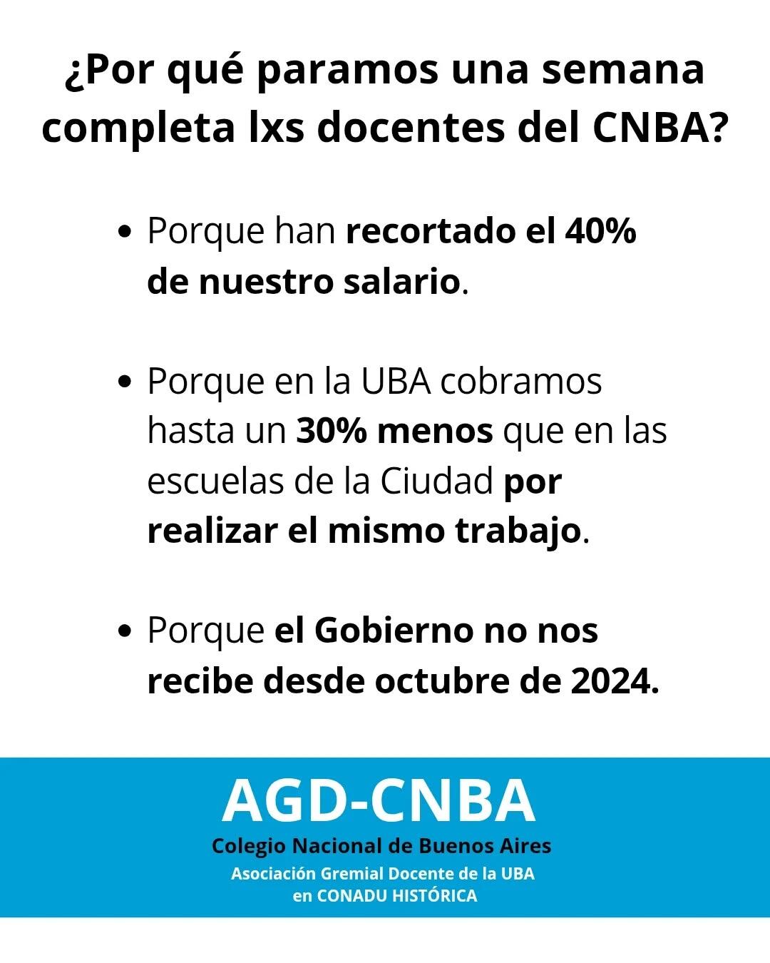 Los docentes del Colegio Nacional, que depende de la UBA, convocaron a un paro toda la semana por un reclamo salarial