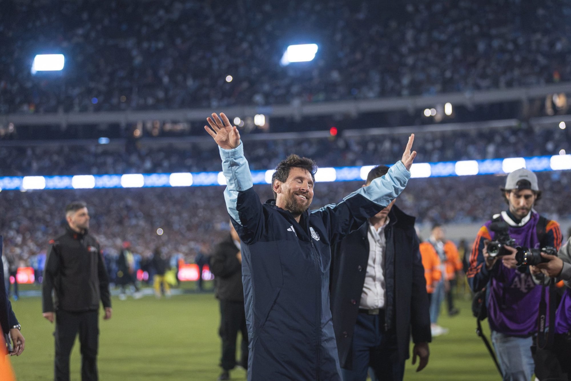 Messi en su despedida en el Monumental