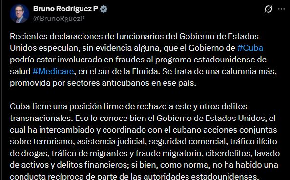 Bruno Rodríguez negó los vínculos con el fraude de Medicaid
