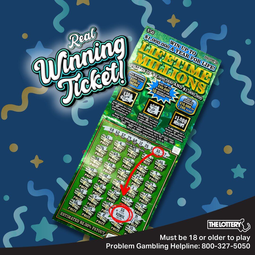 Boleto instantáneo Lifetime Millions ganador de US$2 millones vendido en D&R Market en Peabody