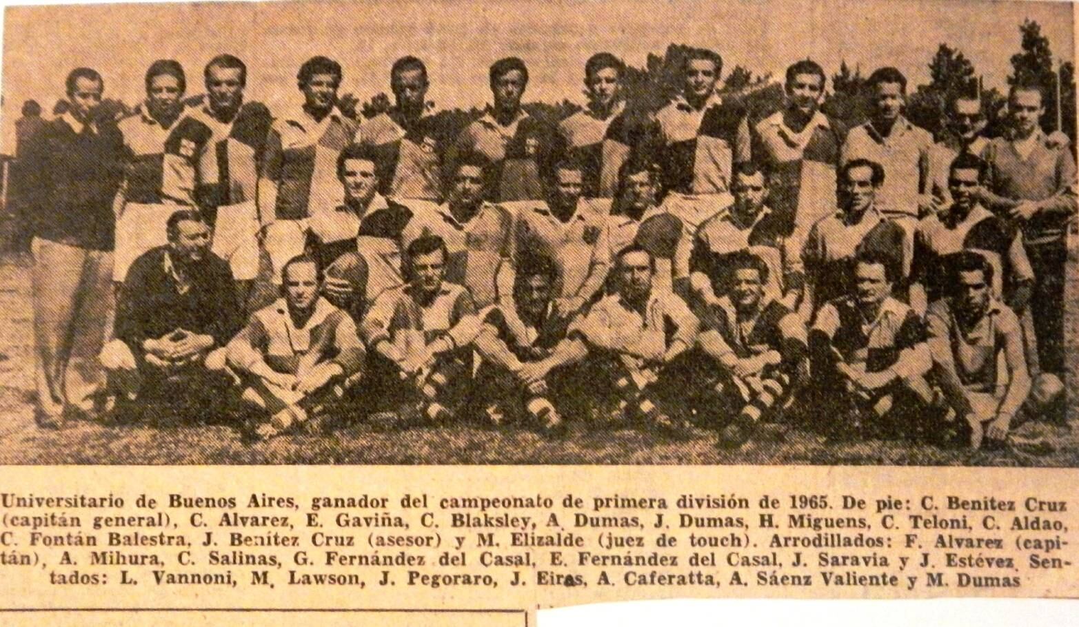 El plantel de CUBA campeón de la primera división del año 1965