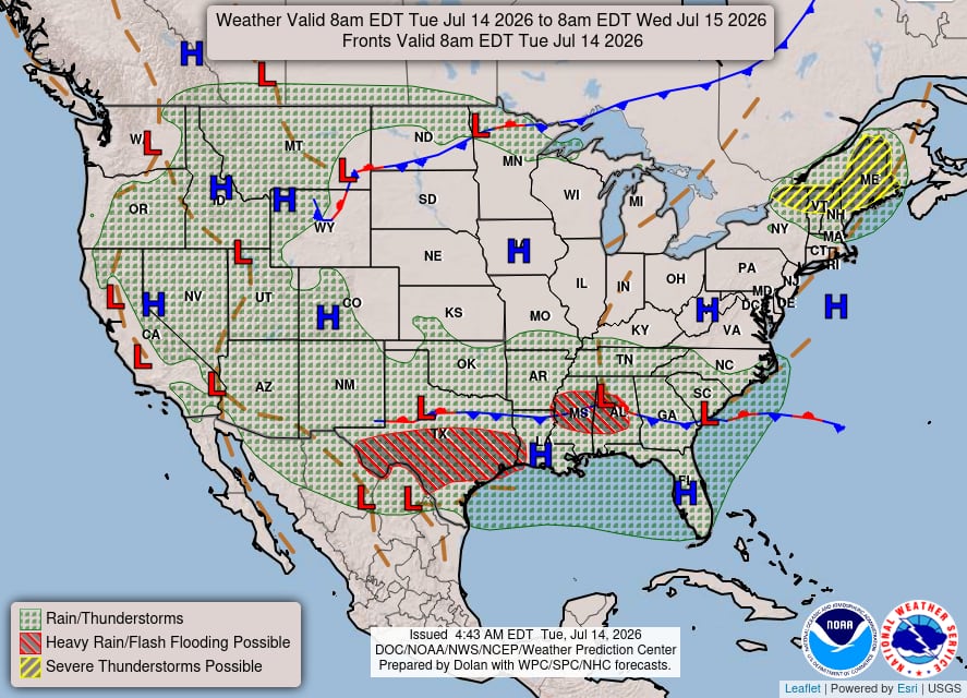 El Servicio Meteorológico Nacional (NWS) advierte sobre una potente zona de alta presión que elevará las temperaturas en el norte de las Grandes Llanuras y el Medio Oeste