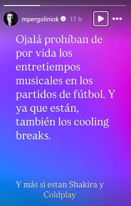 La publicación de Mario Pergolini en su cuenta de Instagram