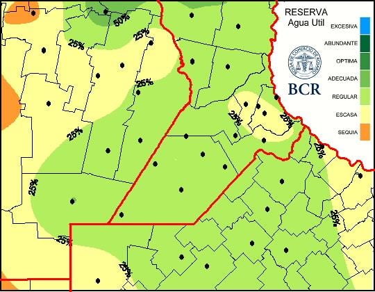 Reserva de agua útil en la región núcleo