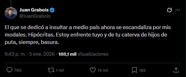 La respuesta en X de Grabois a Milei