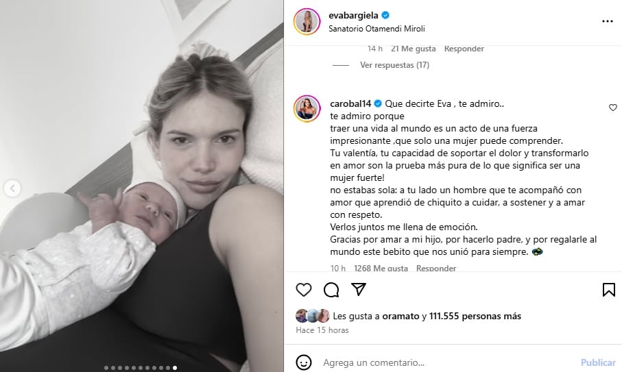 El texto que Carolina Baldini le dedicó a Eva Bargiela