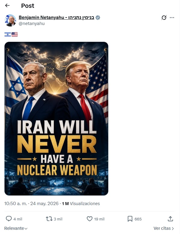 El posteo del premier israelí en X