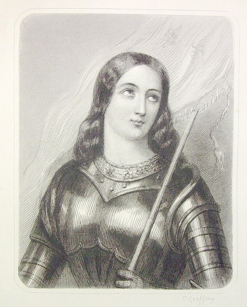 Ilustración de Juana de Arco, un ejemplo de valentía y coraje