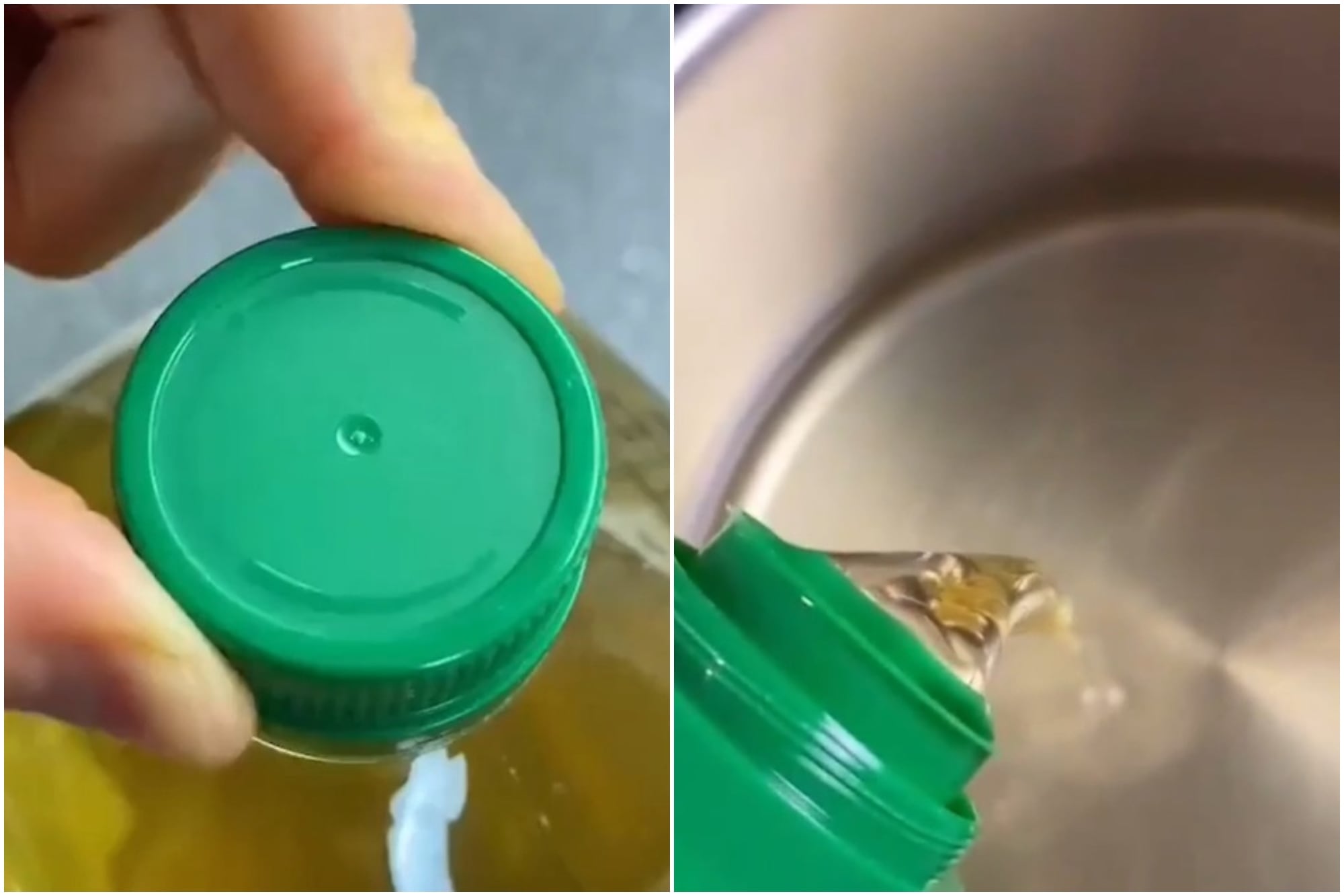 La tapa interna del aceite sirve para que no se vuelque el contenido