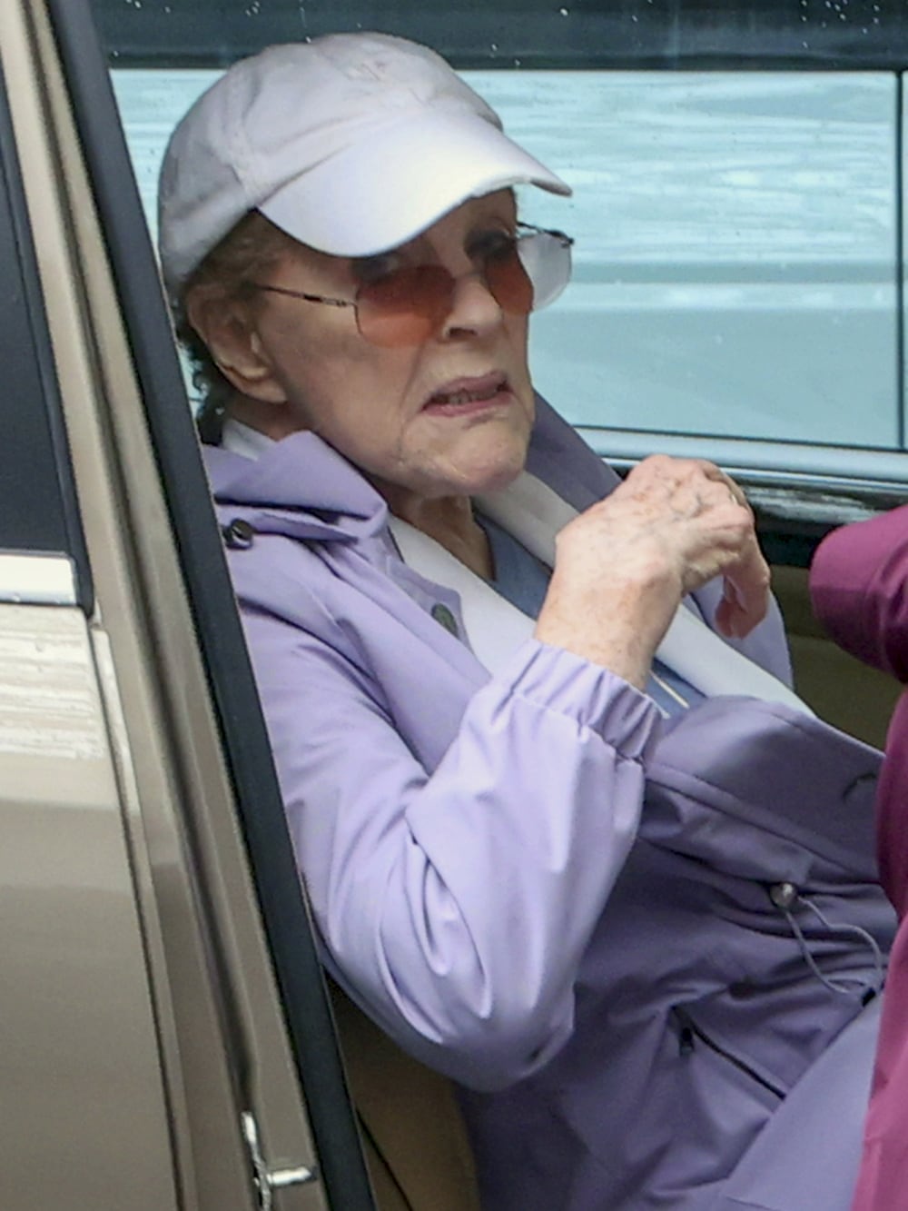 En su primera aparición pública en meses, la actriz lució una campera lila, una gorra de béisbol y gafas de sol