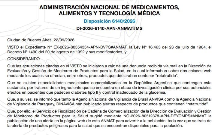 Primera parte de la Disposición 6140/2026