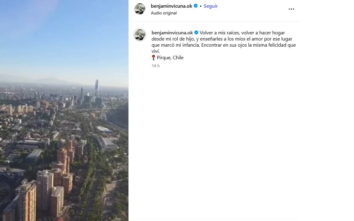 Benjamín Vicuña celebró la espada familiar a su país natal (Foto: Instagram/@benjaminvicunaok)