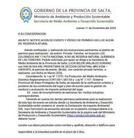 El documento que denuncian que es falso