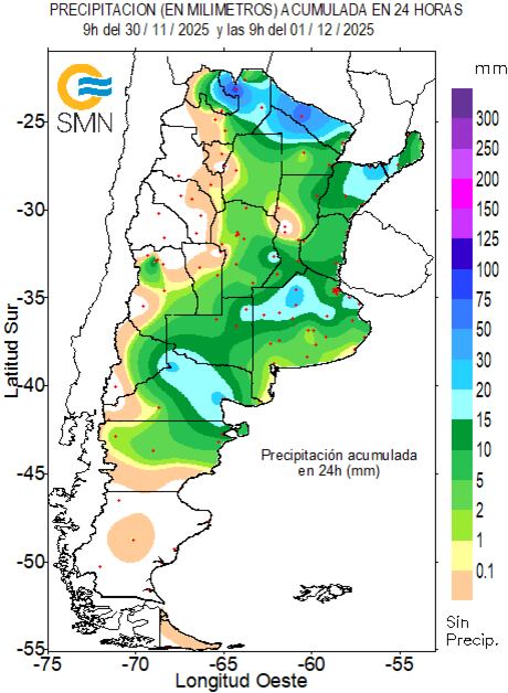 Las lluvias de las últimas 24 horas