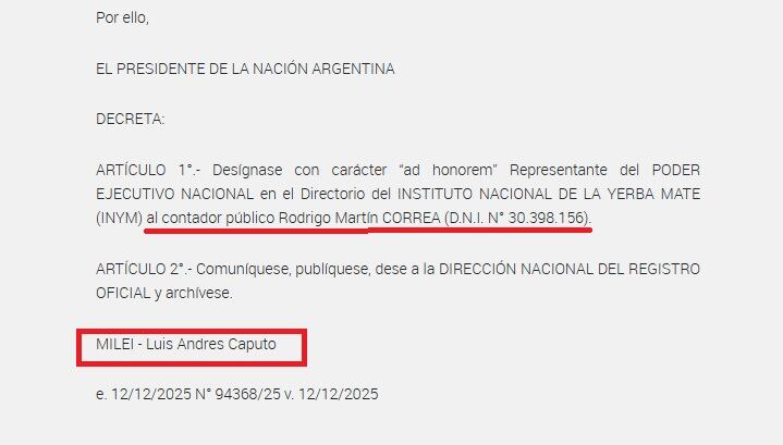 Motosierra en el Instituto de la Yerba: echaron al 25% del personal 8 Tras ignorar al organisom durante dos años, el Gobierno Nacional sorpresivamente para todo el mundo yerbatero, designó el 12 de diciembre pasado un presidente del INYM. Nadie lo esperaba hasta días antes.