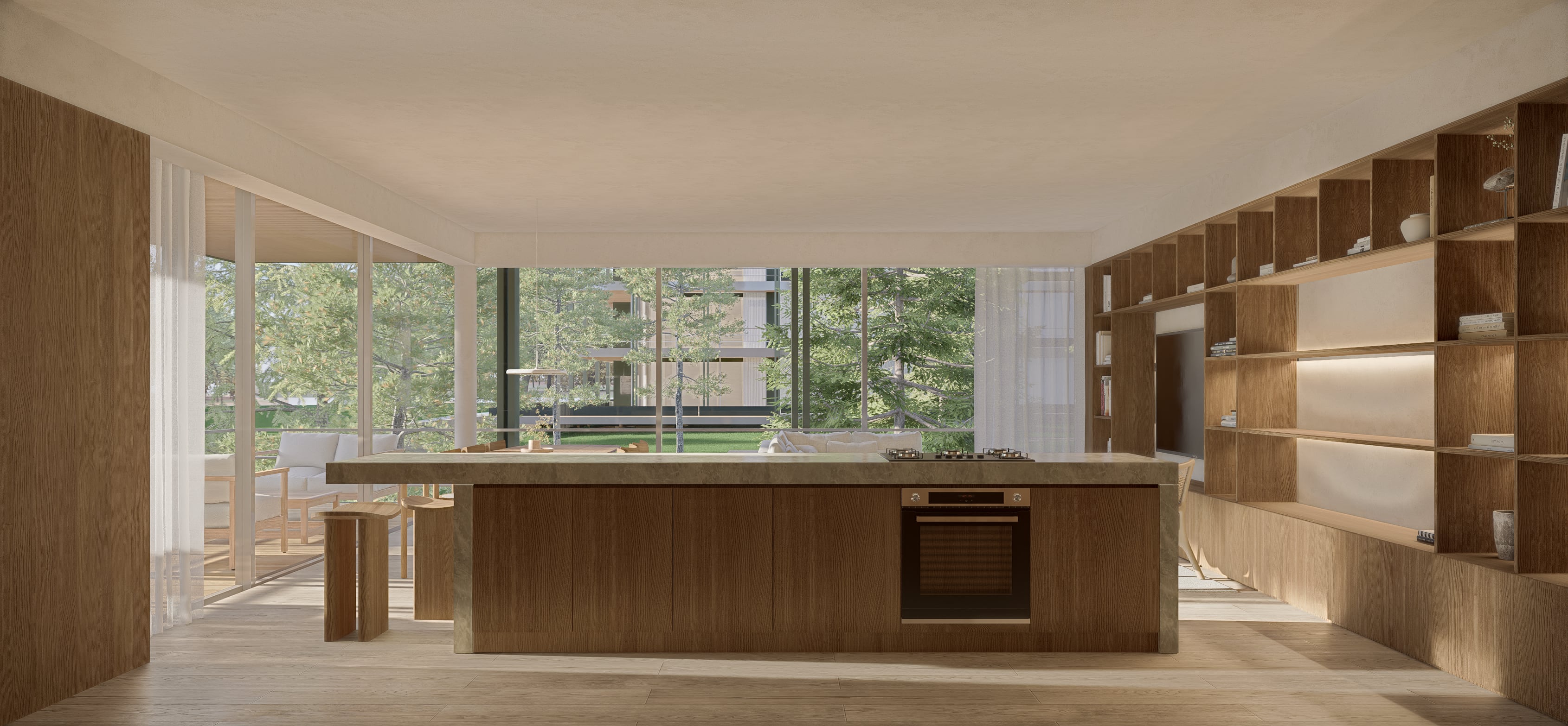 La cocina integrada de las unidades