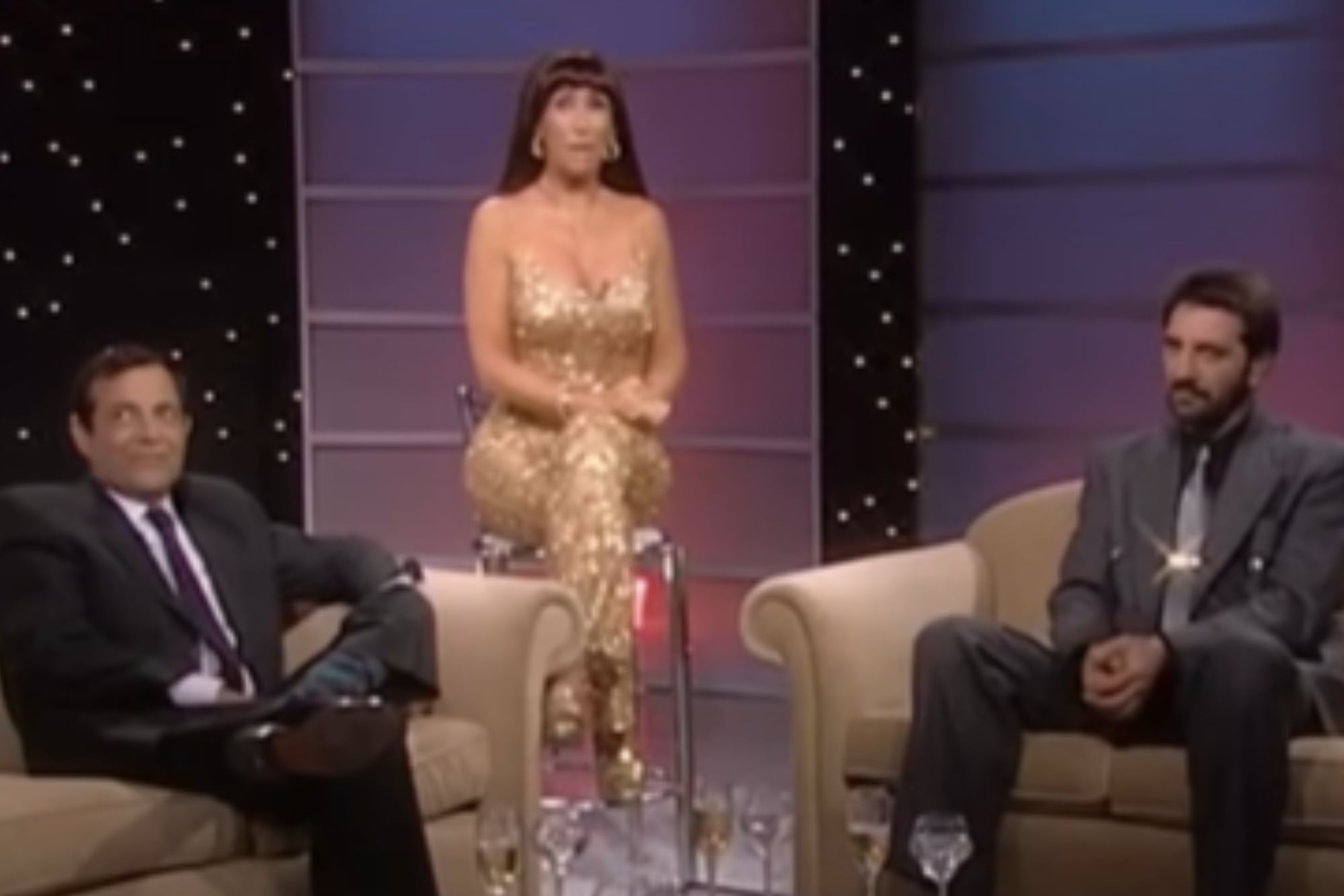 En 1999, Moria Casán reunió en su programa a su exmarido Mario Castiglione y su entonces pareja Luis Vadalá en su programa La noche de Moria