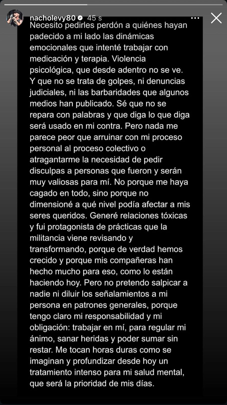 El mensaje de Nacho Levy