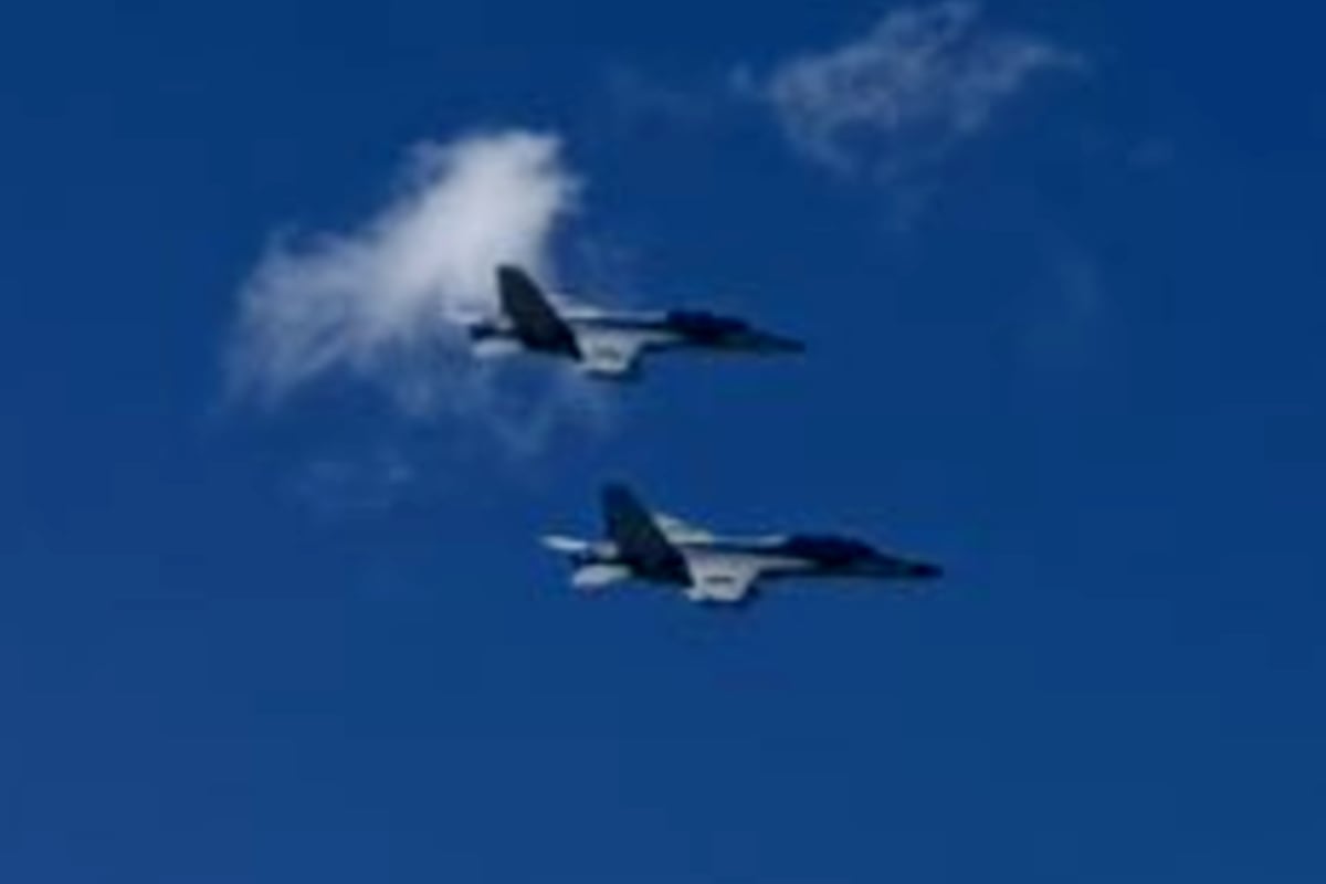 Una imagen previa de los dos aviones de combate que colisionaron durante un festival aéreo en Idaho, Estados Unidos