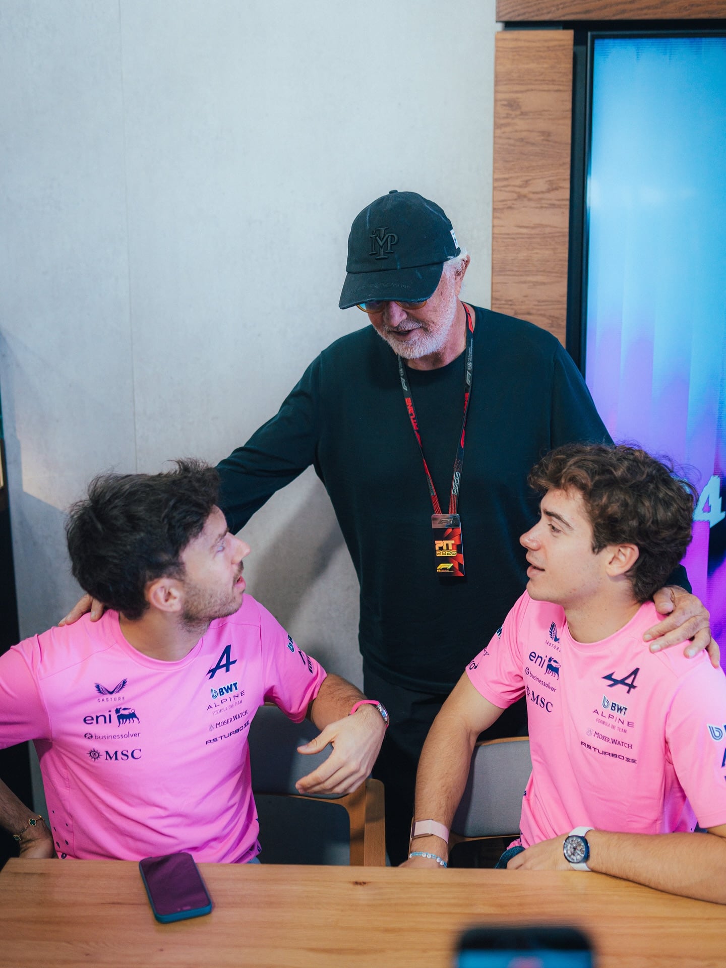 Pierre Gasly, Flavio Briatore y Franco Colapinto