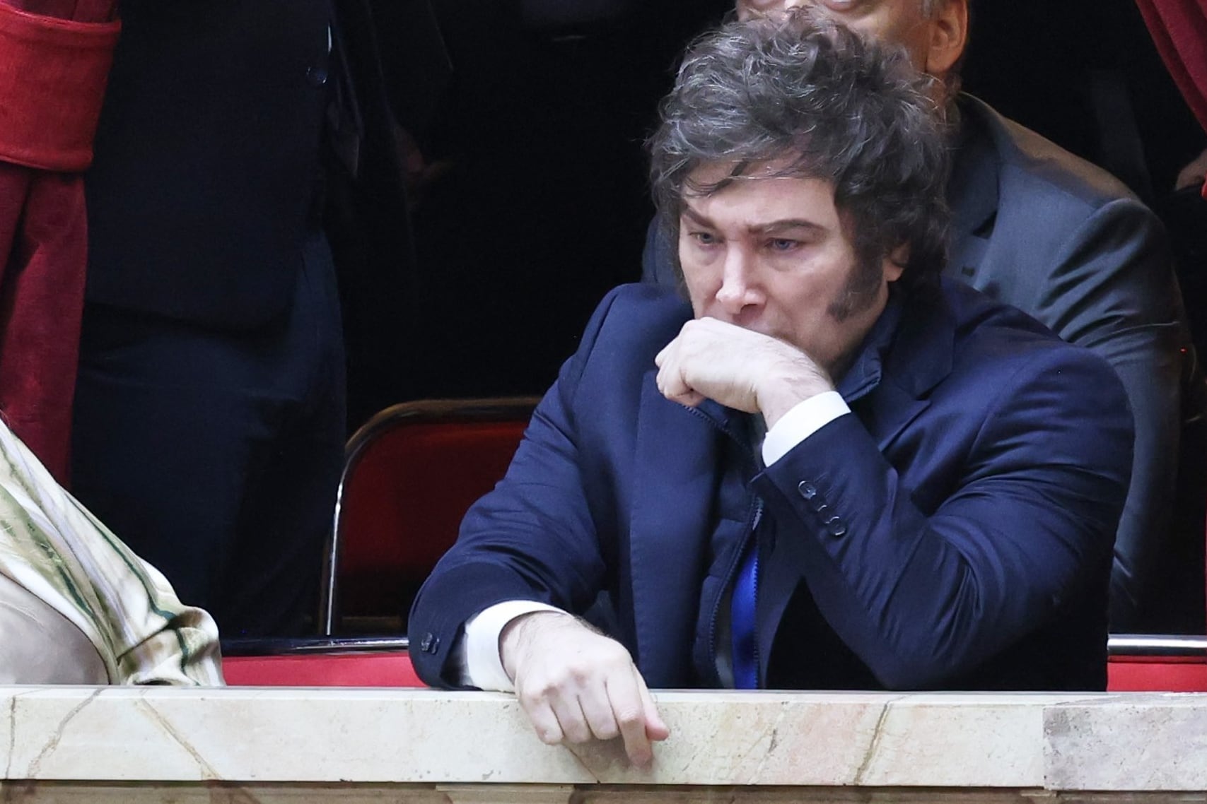 El presidente Javier Milei en uno de los palcos del recinto de Diputados