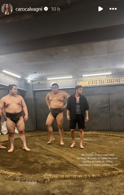 Tagliafico viajó a Japón y se animó a entrenador con luchadores de sumo