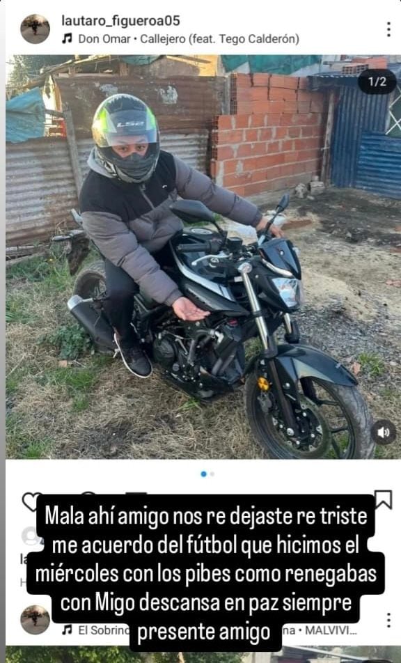 La despedida en redes sociales al motochorro abatido por un policía en La Matanza
