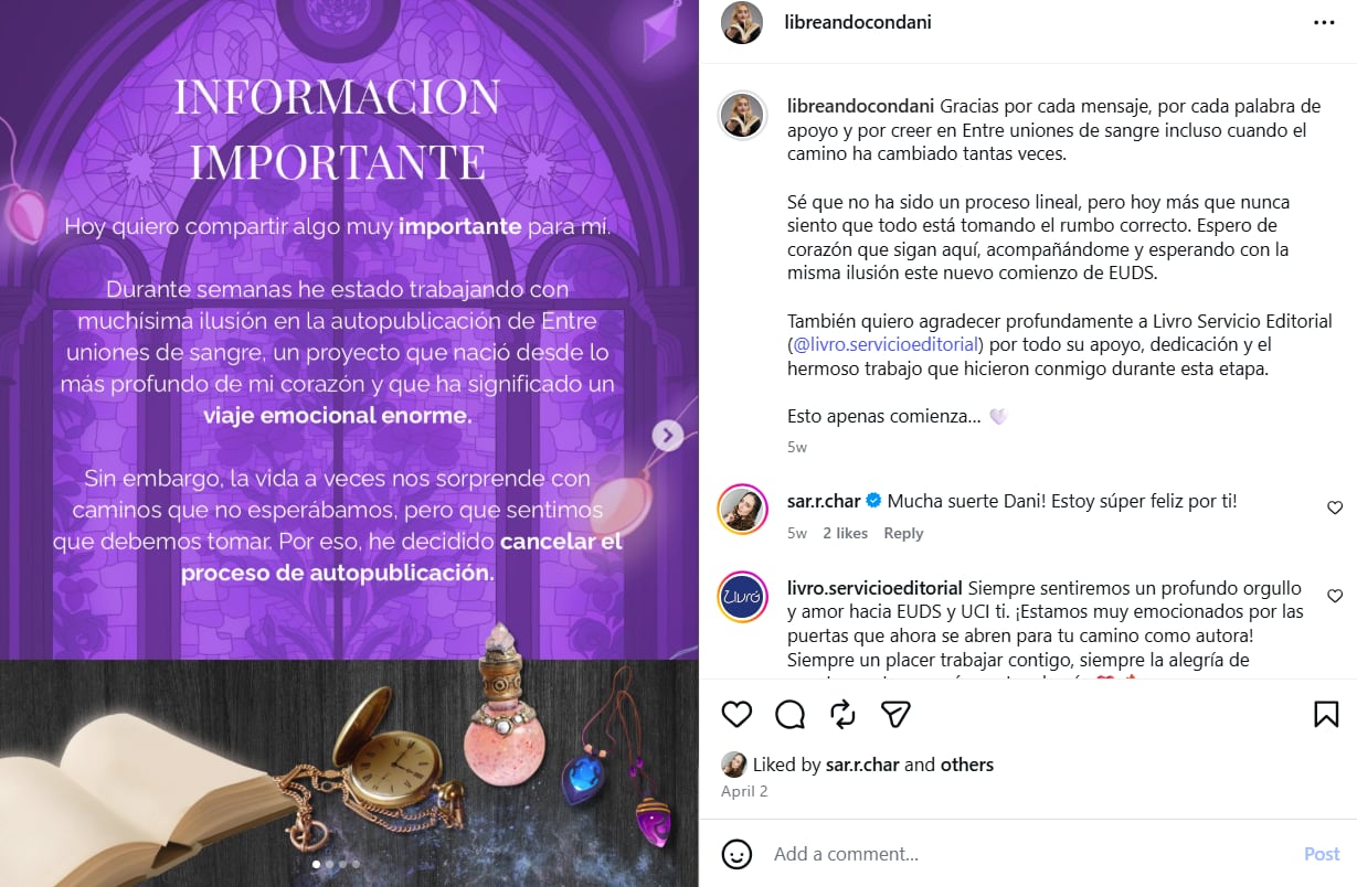 De Wattpad a las librerías: la venezolana de 23 años que emigró a EE.UU. y está por publicar su primer libro 12 Daniella Benenati le comunicó a sus seguidores a principios de abril no iba a publicar como independiente porque estaba porque estaba representada por una agencia editorial
