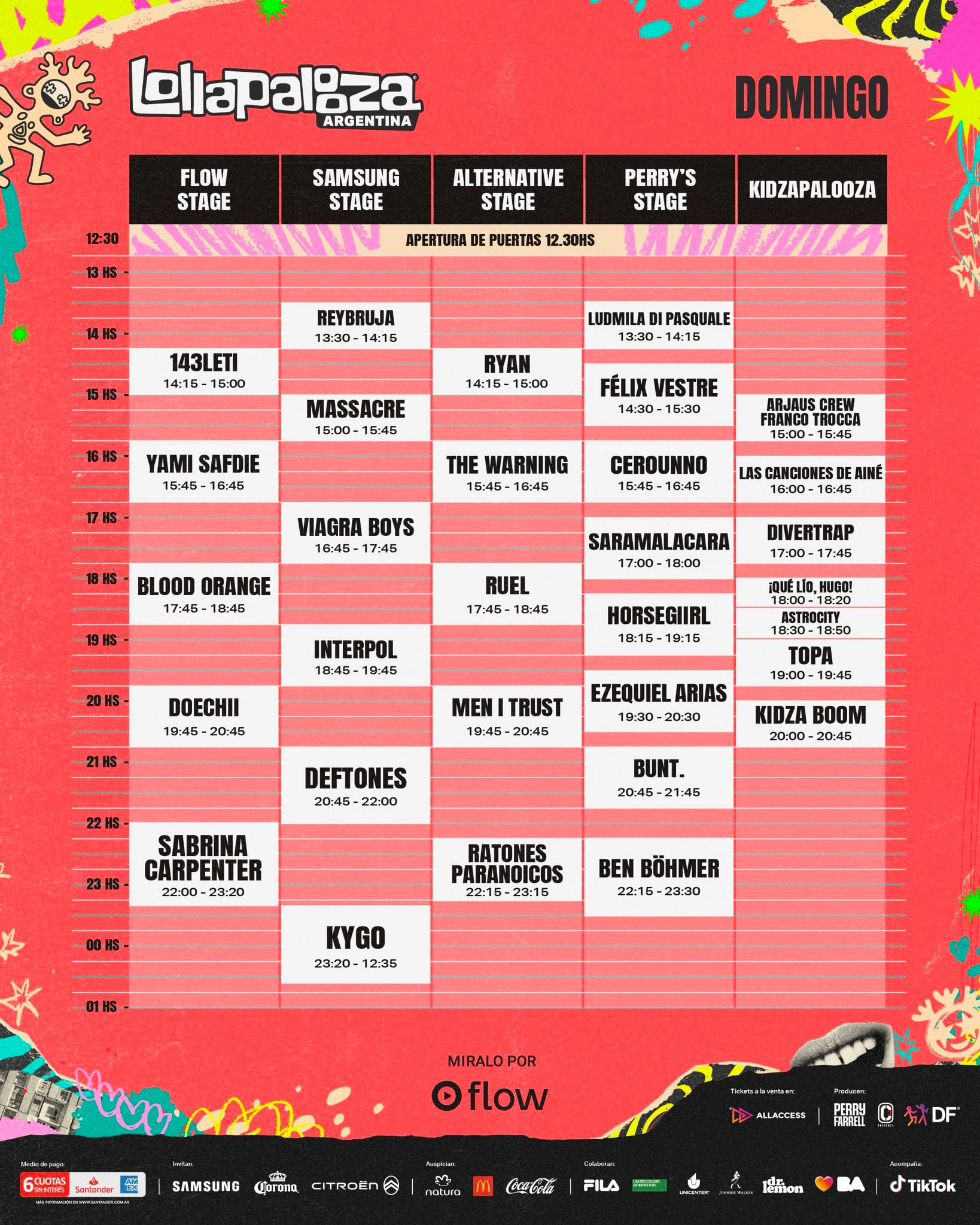 Horarios del Día 3 del Lollaplaooza Argentina 2026
