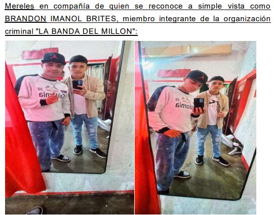 Imágenes recuperadas del teléfono que muestran a varios jóvenes posando en un ambiente con iluminación artificial, material que integra la secuencia de contactos y vínculos relevados en la causa