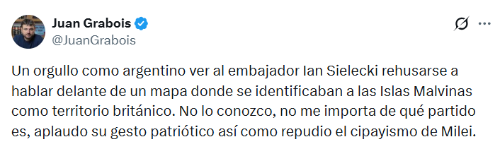 Grabois elogió al embajador argentino en Francia.