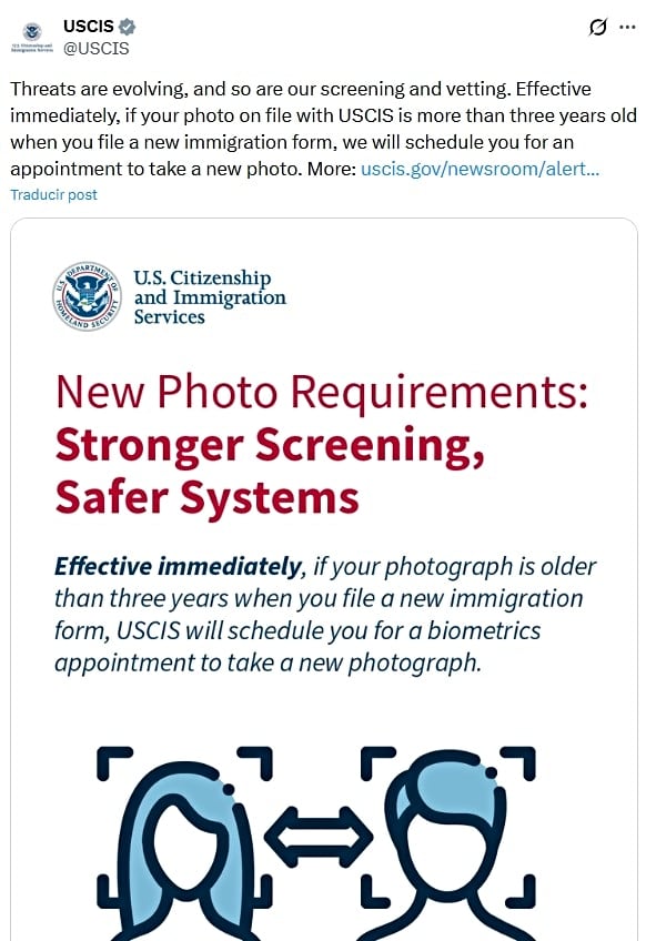 El Uscis también dio a conocer la nueva política a través de sus redes sociales