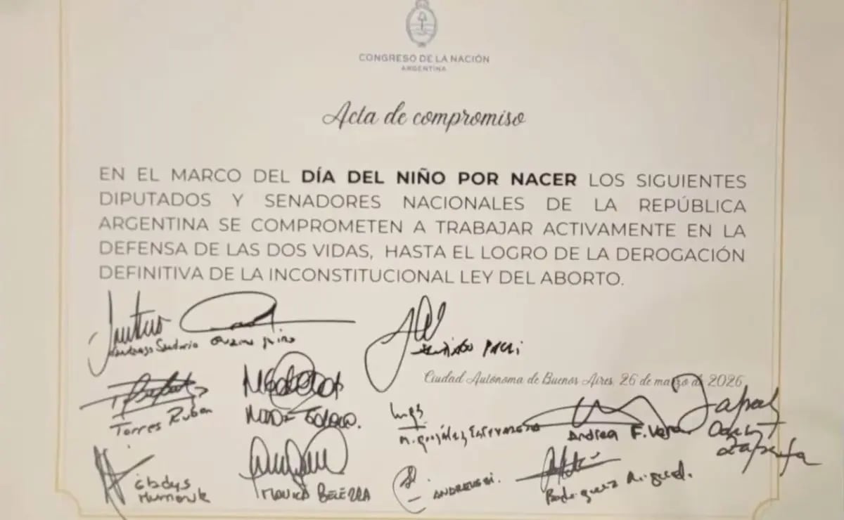 El acta de compromiso para derogar la ley del aborto