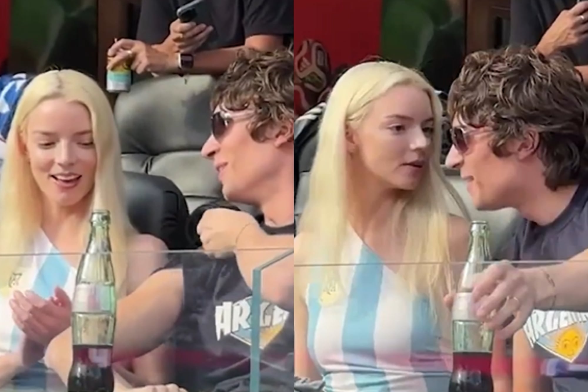 Anya Taylor-Joy lució una camiseta argentina para presenciar el partido de los Estados Unidos y Paraguay (Foto: Captura de video)